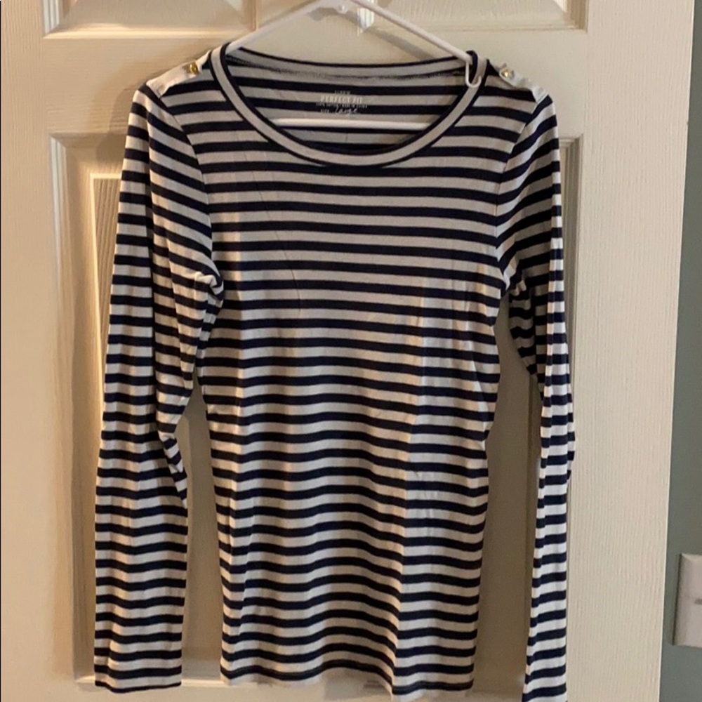J Crew stripe long sleeve shirt, size large
